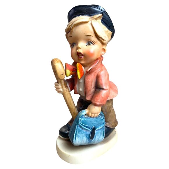 Porcelain Boy Figurine Little Wanderer Erich Stauffer 3373D VTG Hummel Style - Picture 2 of 8